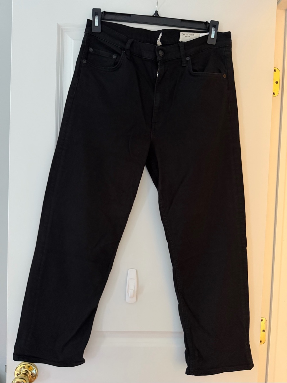 rag & bone Harlow Mid Rise Ankle Straight Jeans Black Size 32